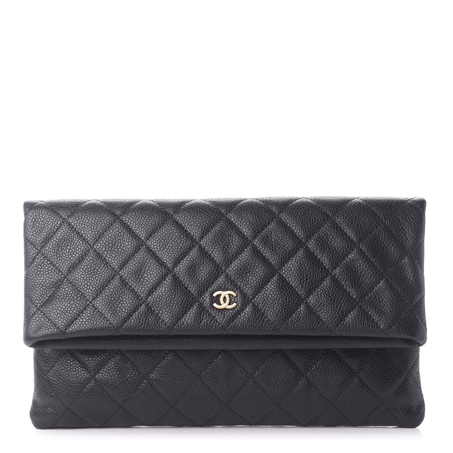 Caviar Quilted CC Beauty Clutch Black