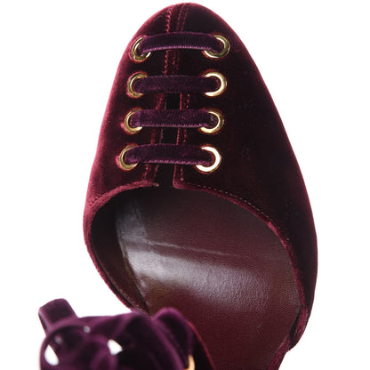 Jimmy Choo Velvet Lace Up Mari 100 Pumps 40.5 Bordeaux 12 of 13