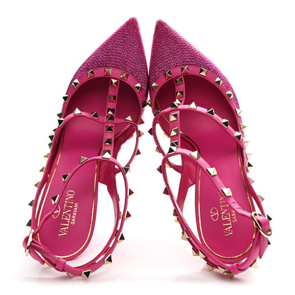Valentino Garavani Nappa Beaded Embroidered Rockstud Ankle Strap 100mm Pumps 41 Pink 2 of 10