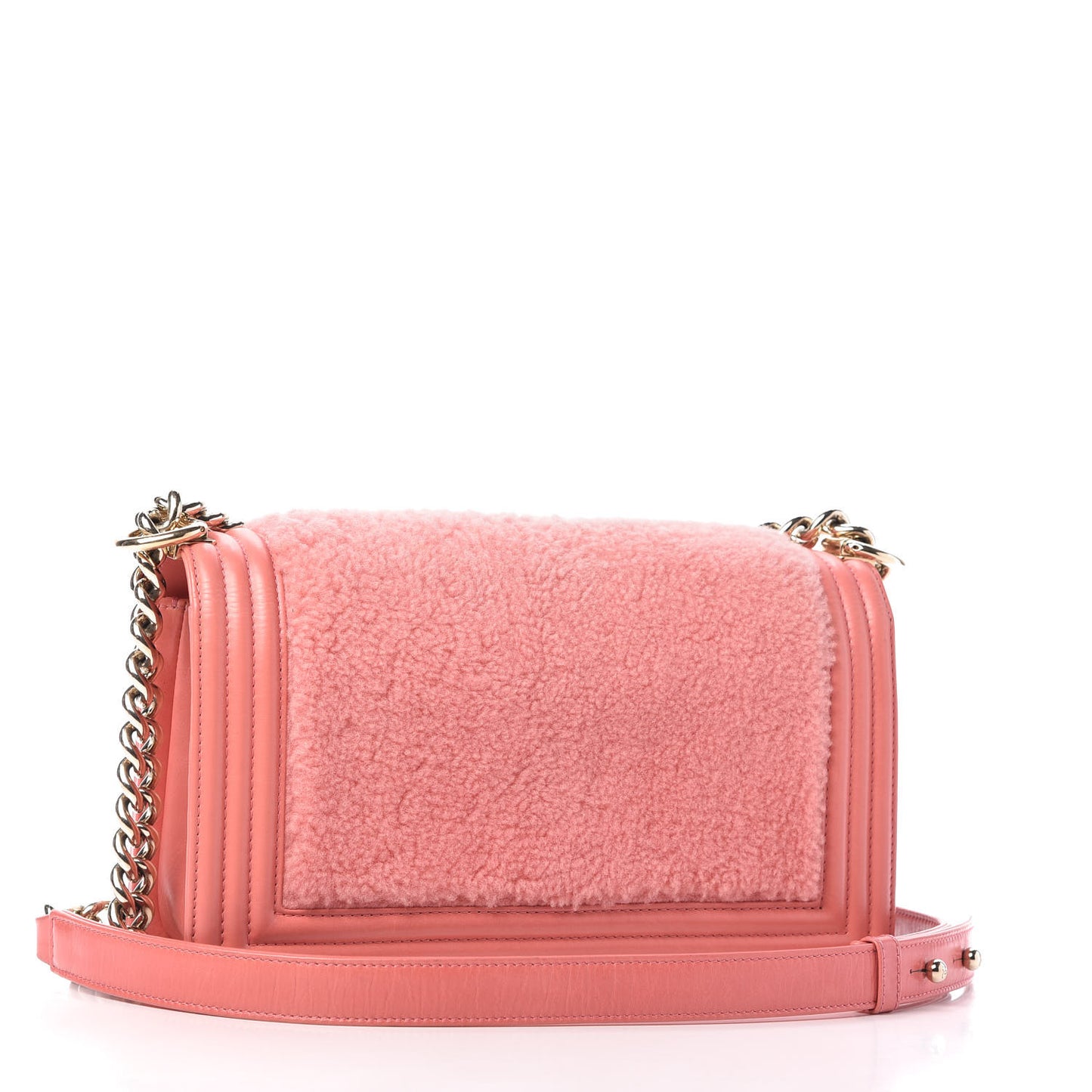 Shearling Sheepskin Medium Boy Flap Pink