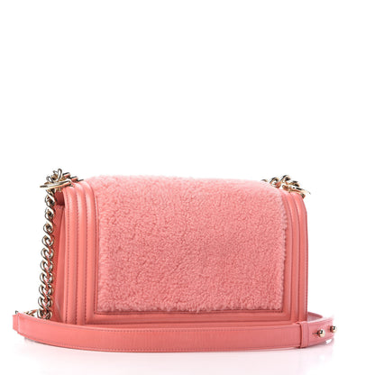 Chanel Shearling Sheepskin Medium Boy Flap Pink 3 of 10