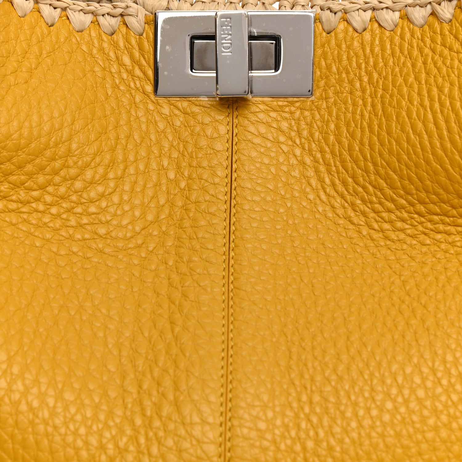 Fendi Cuoio Romano Selleria Raffia Bi-Color Woven Medium Peekaboo X-Lite Sunflower Paglia 13 of 25