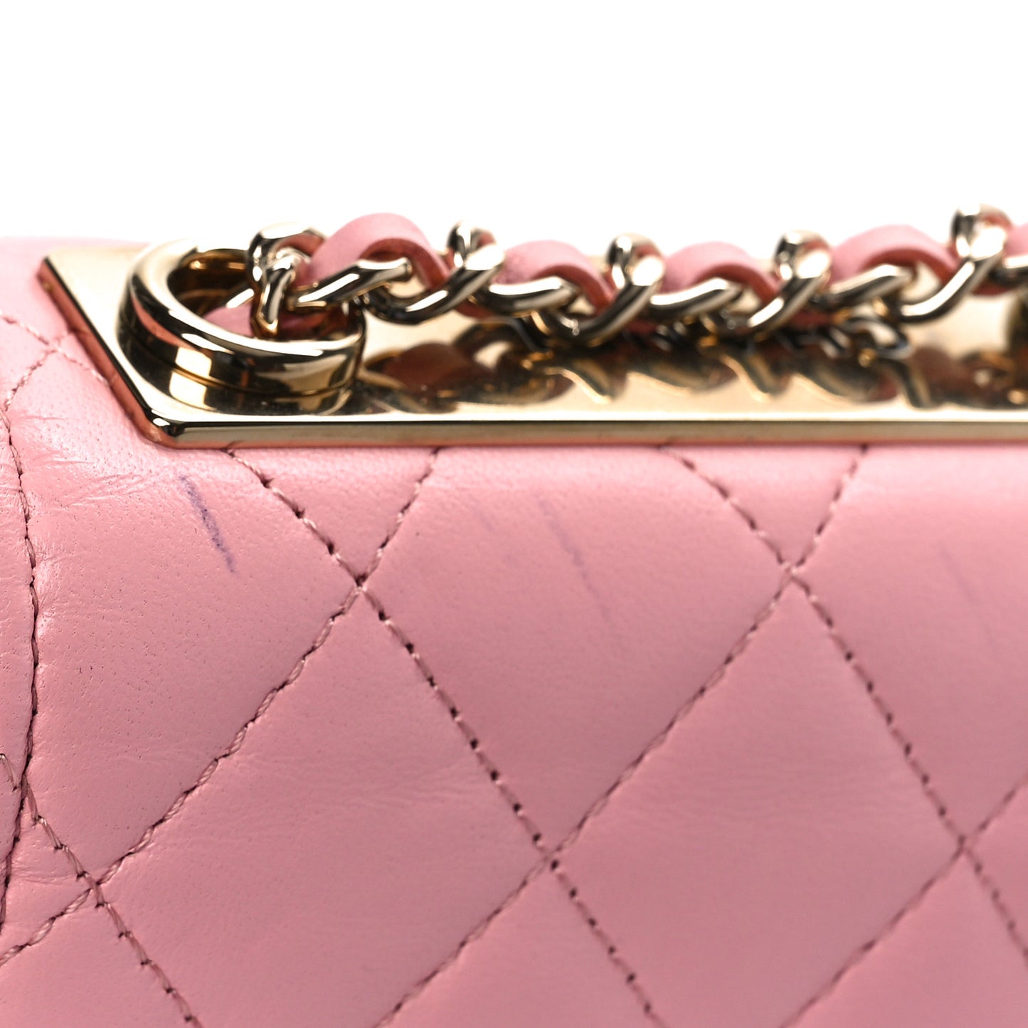 Lambskin Quilted Mini Trendy CC Clutch With Chain Pink
