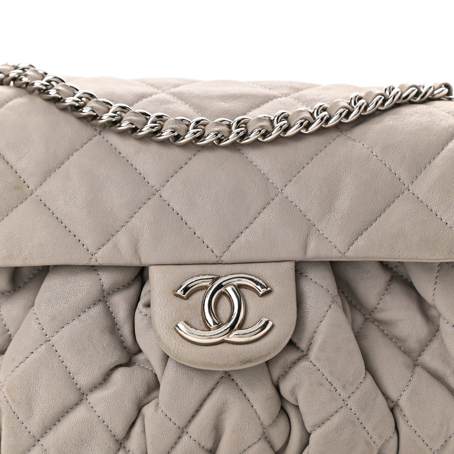 Chanel Washed Lambskin Quilted Medium Chain Around Flap Taupe 8 of 12