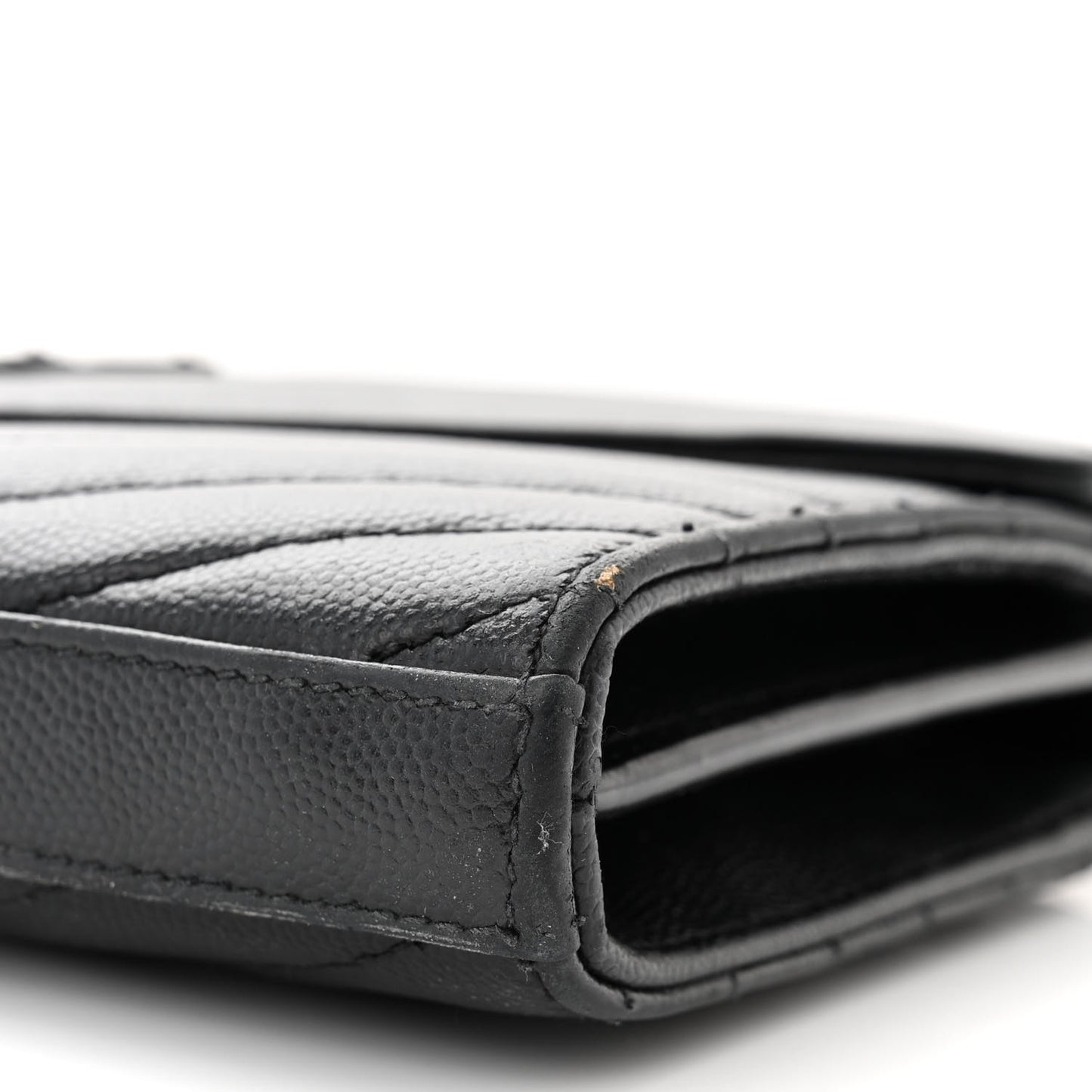 Grain De Poudre Matelasse Chevron Monogram Monochrome Chain Wallet Black