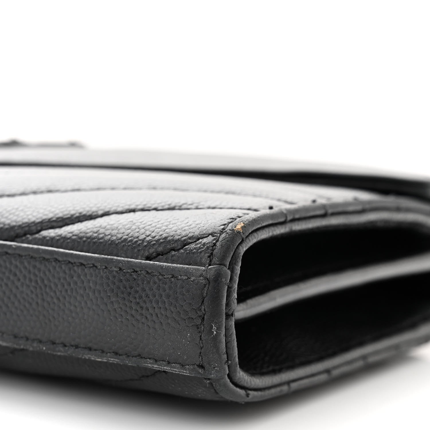 Saint Laurent Grain De Poudre Matelasse Chevron Monogram Monochrome Chain Wallet Black 10 of 16