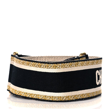 Christian Dior Canvas Embroidered Shoulder Strap Black Yellow 3 of 6