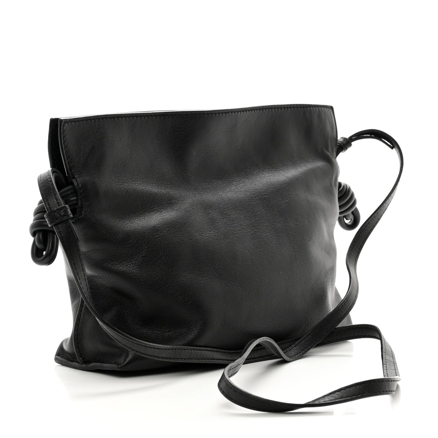 Calfskin Mini Flamenco Knot Clutch Black