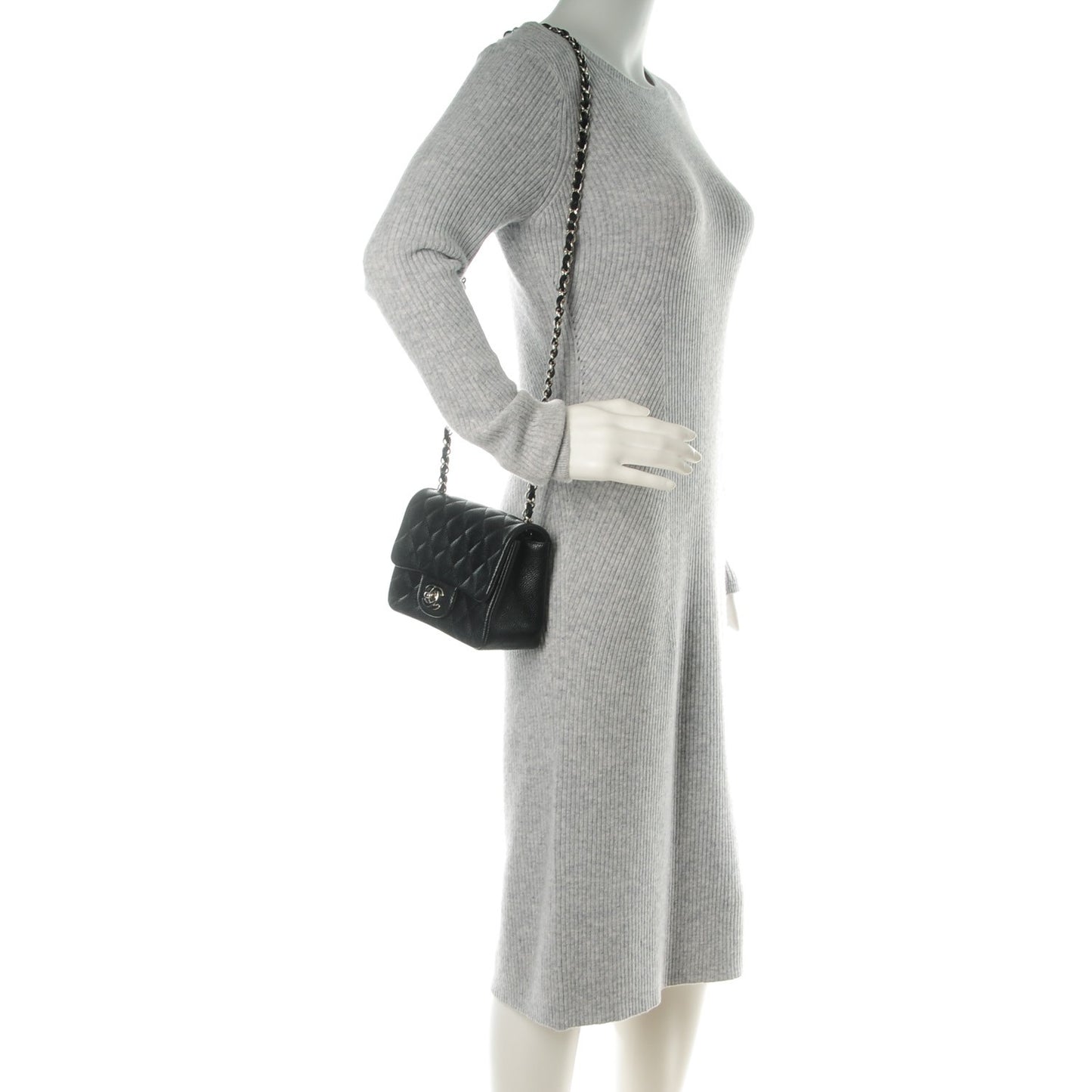 Caviar Quilted Mini Square Flap Black
