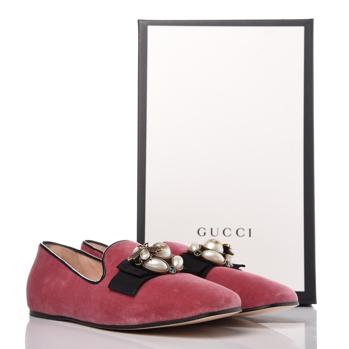 Velvet Etoile Pearl Embellished Loafers 38.5 Tibet Red