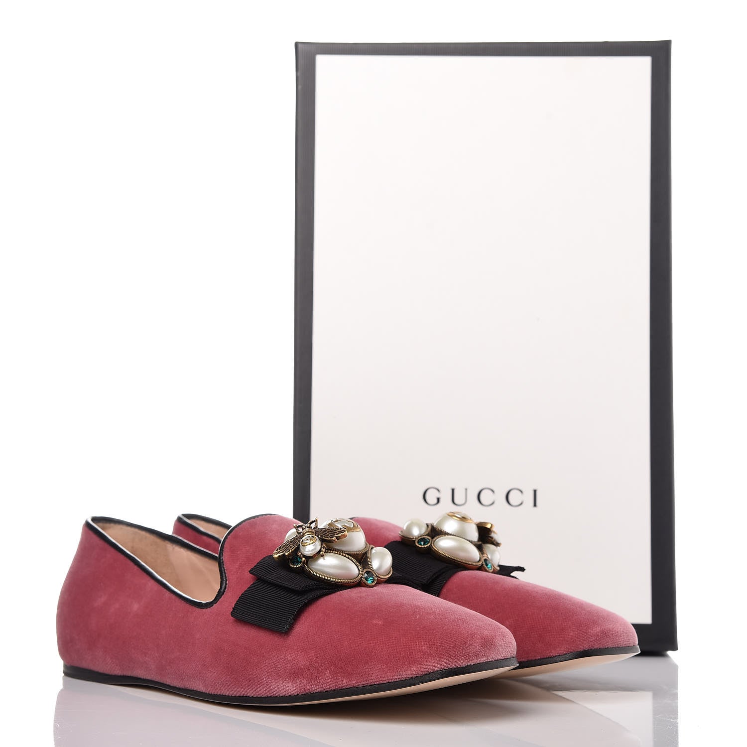 Gucci Velvet Etoile Pearl Embellished Loafers 38.5 Tibet Red 12 of 12