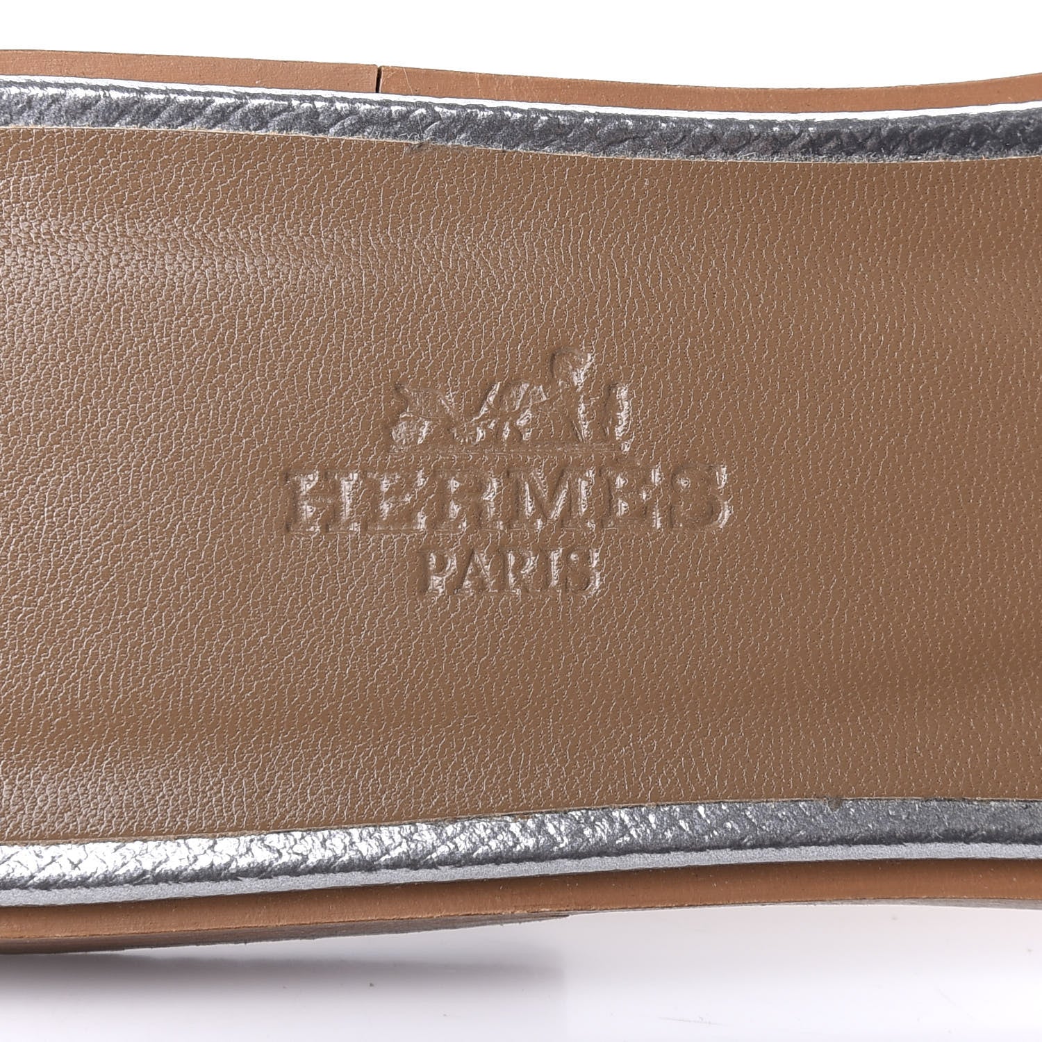 Hermes Metallic Epsom Oran Sandals 38 Gris Argente 8 of 11