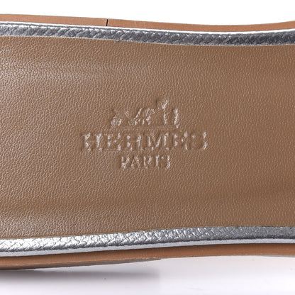 Hermes Metallic Epsom Oran Sandals 38 Gris Argente 8 of 11
