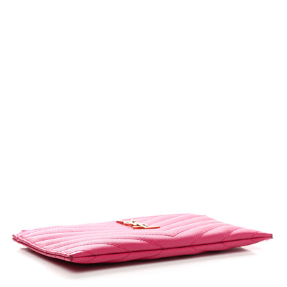 Saint Laurent Grain De Poudre Chevron Monogram Bill Pouch Fresh Fuxia 4 of 8