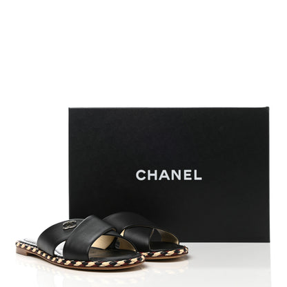 Chanel Lambskin Braided Mule Sandals 35 Black 8 of 8