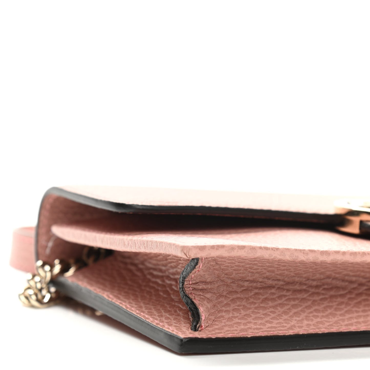 Dollar Calfskin Interlocking G Chain Wallet Soft Pink