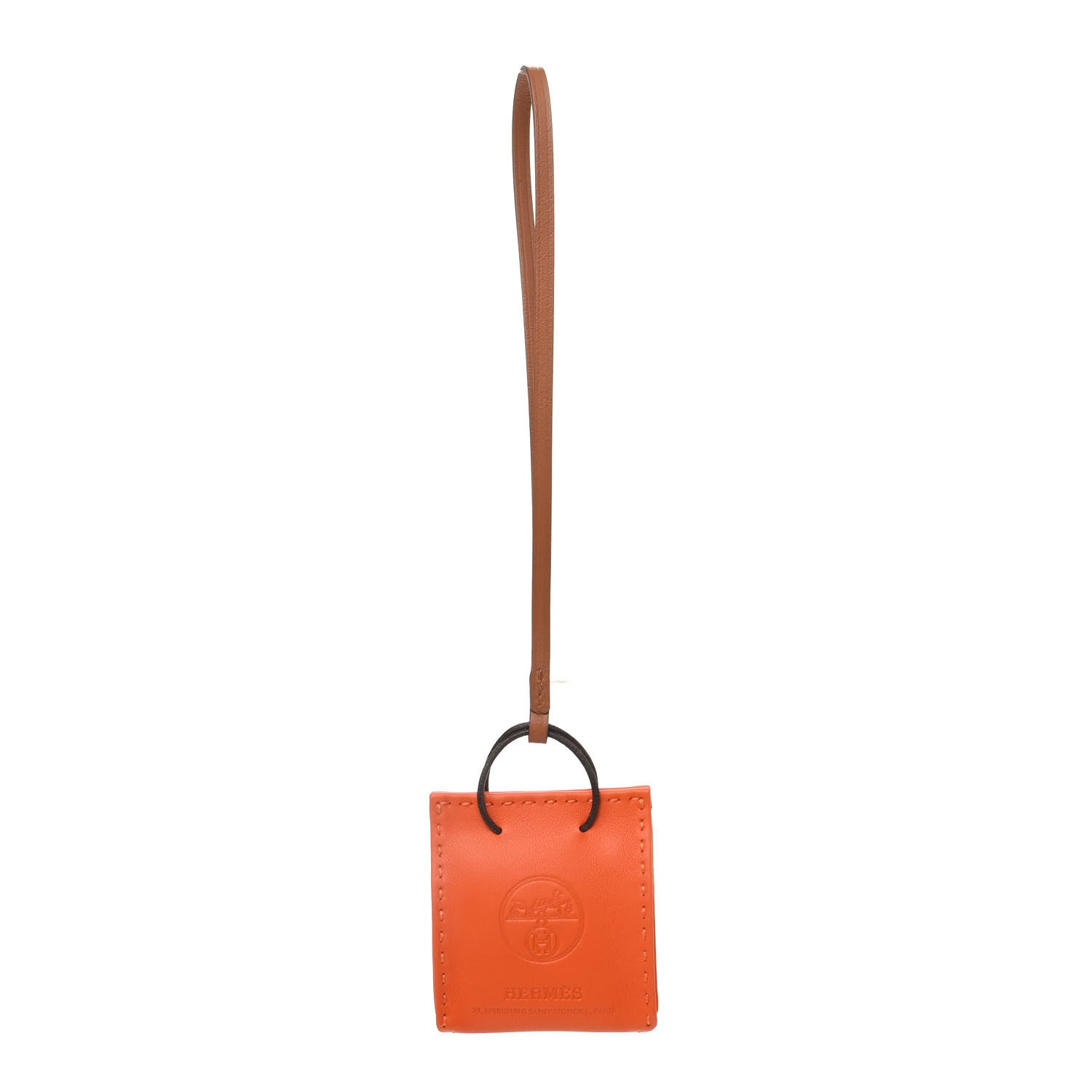 Hermes Milo Lambskin Swift Shopping Bag Charm Feu Gold 1 of 4