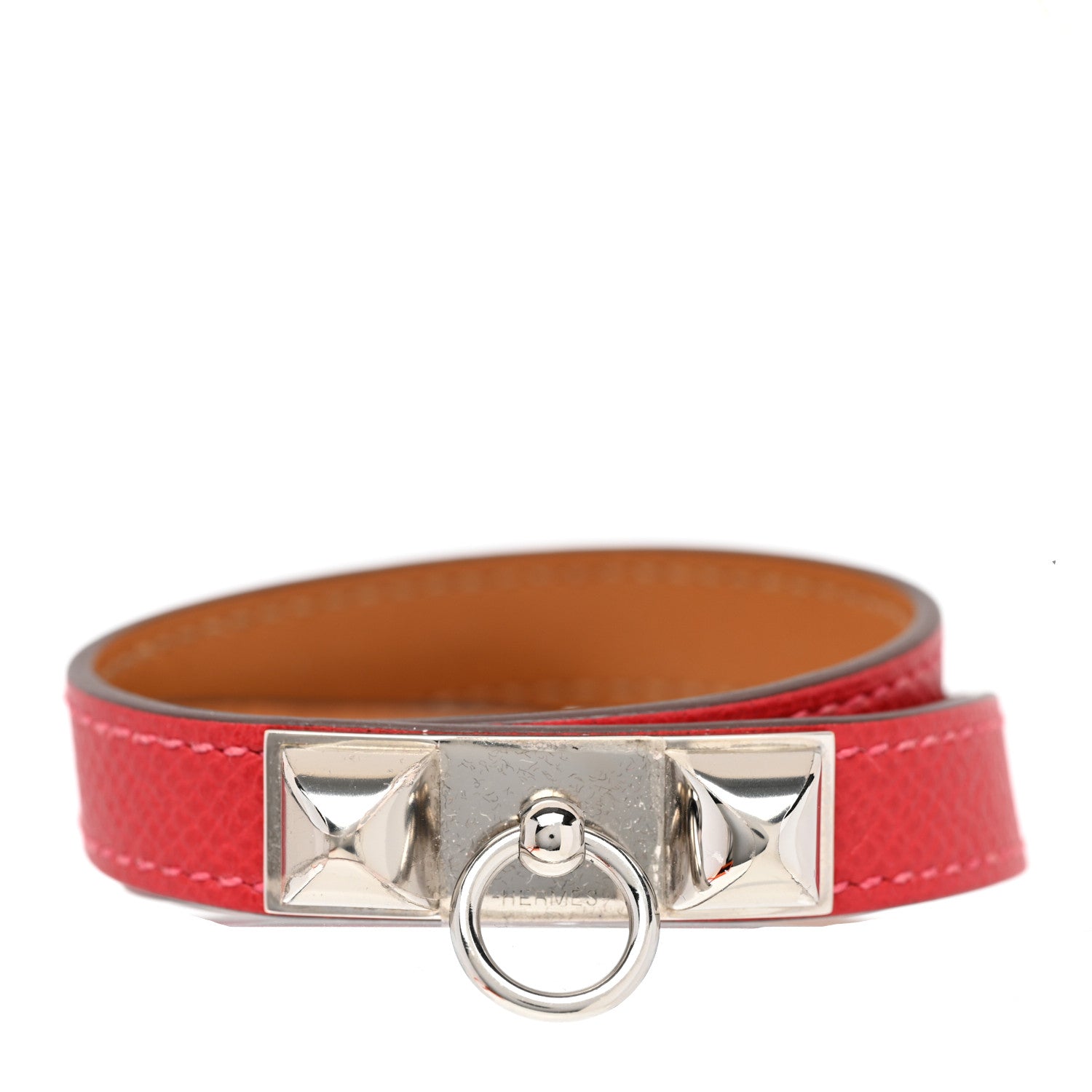 Hermes Epsom Rivale Double Tour Bracelet S Rouge Casaque 1 of 7