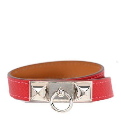 Hermes Epsom Rivale Double Tour Bracelet S Rouge Casaque 1 of 7