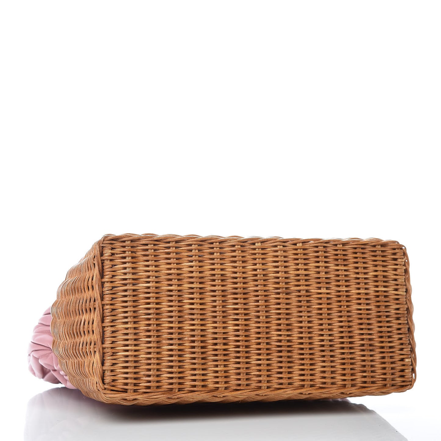 Nappa Matelasse Wicker Basket Bag Rosa Miele