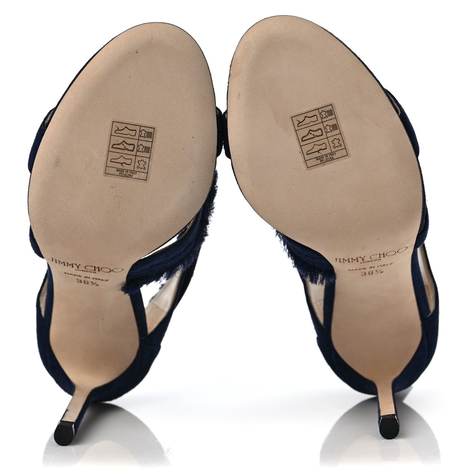 Jimmy Choo Suede Satin Kiki 100 Sandal 36.5 Navy Mix 5 of 9