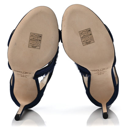 Jimmy Choo Suede Satin Kiki 100 Sandal 36.5 Navy Mix 5 of 9