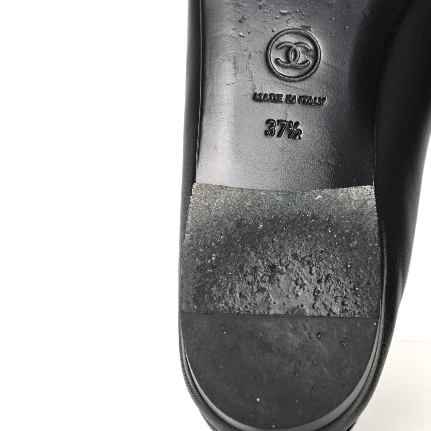 Lambskin CC Cap Toe Ballerina Flats 37.5 Black Beige