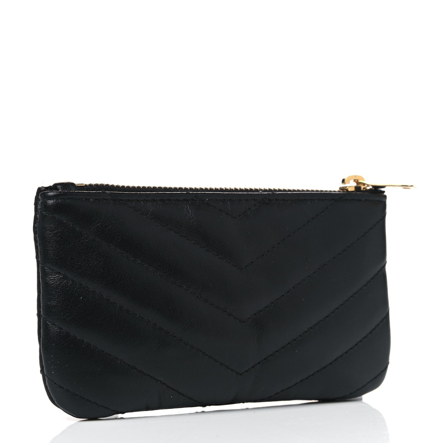 Calfskin Matelasse Monogram Key Pouch Black