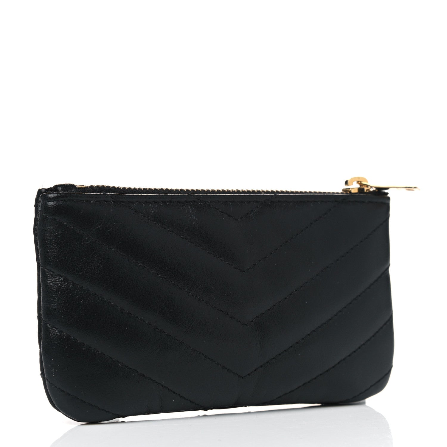 Saint Laurent Calfskin Matelasse Monogram Key Pouch Black 2 of 4