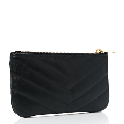Saint Laurent Calfskin Matelasse Monogram Key Pouch Black 2 of 4