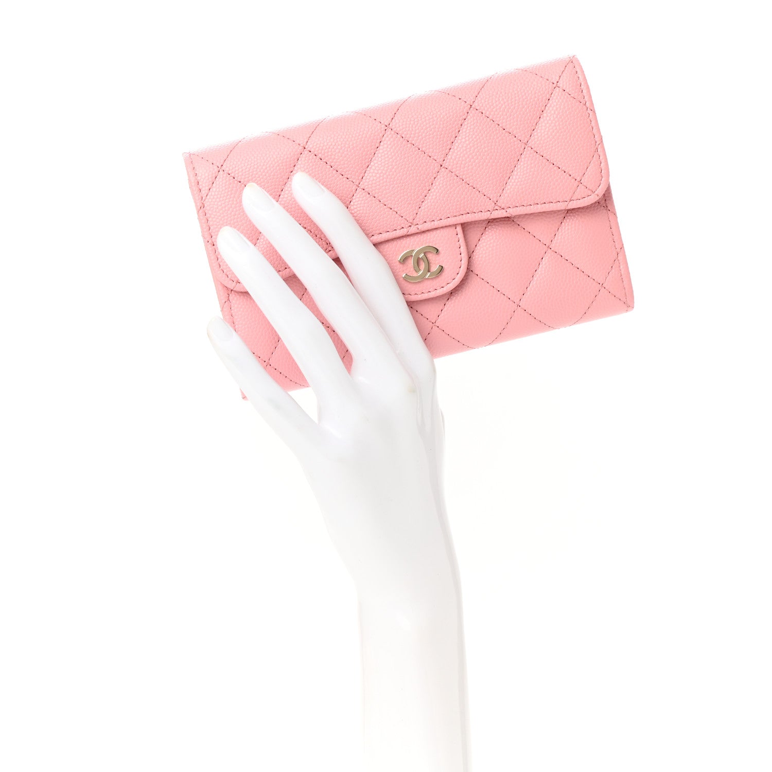 Chanel Caviar Quilted Medium Flap Wallet Pink 2 of 9