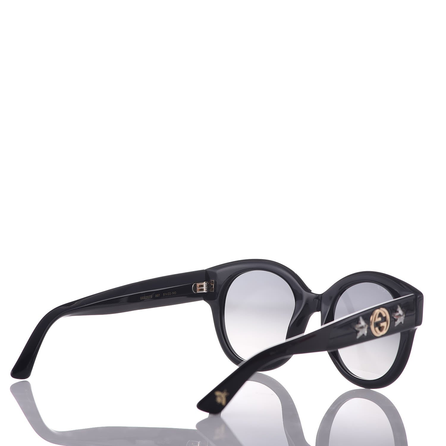 Gucci Round Frame Star Sunglasses GG0208S Black 4 of 9