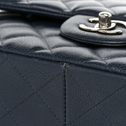 Chanel Caviar Quilted Jumbo Double Flap Navy Blue 15 of 21