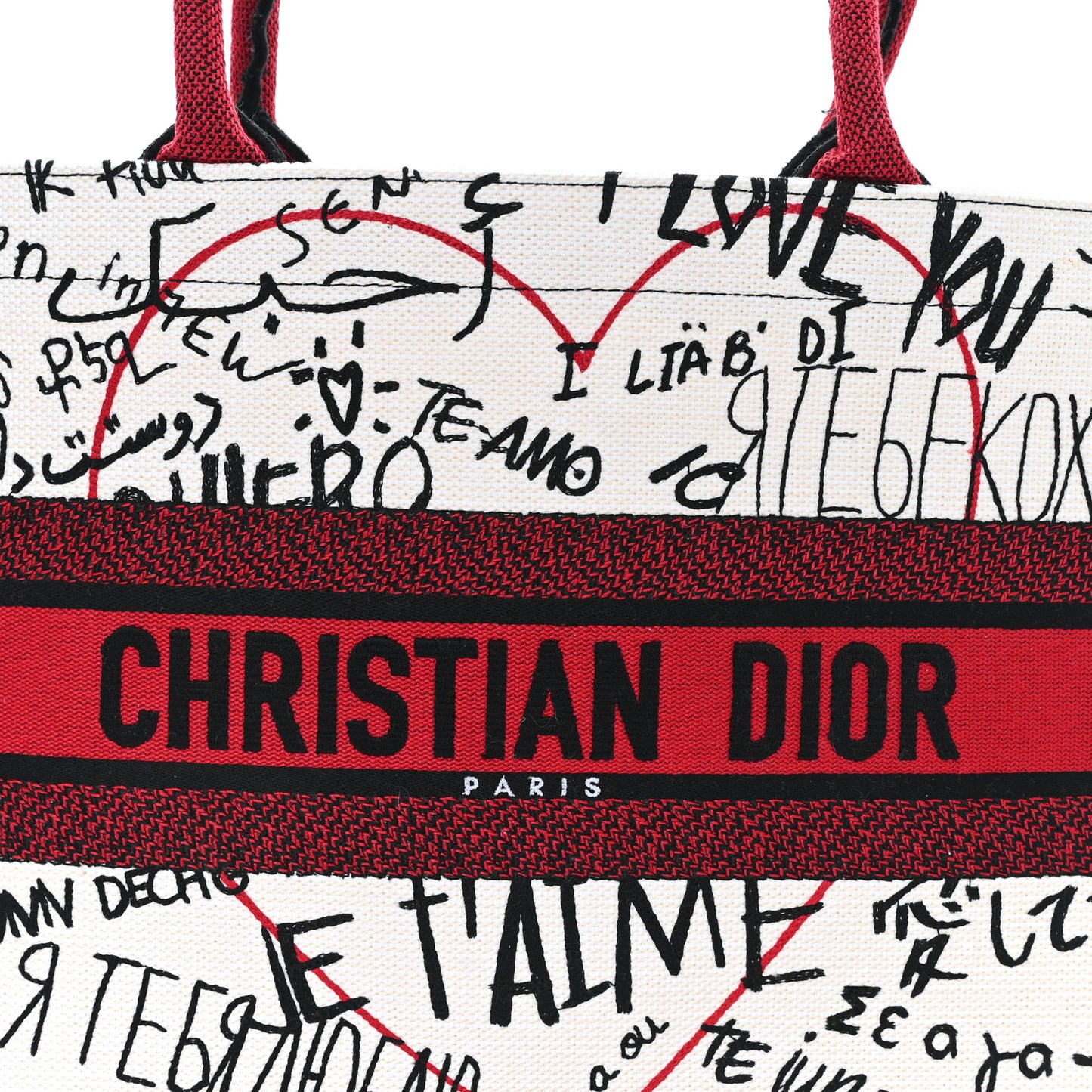 Canvas Embroidered Medium Dioramour Graffiti Book Tote Latte Multicolor