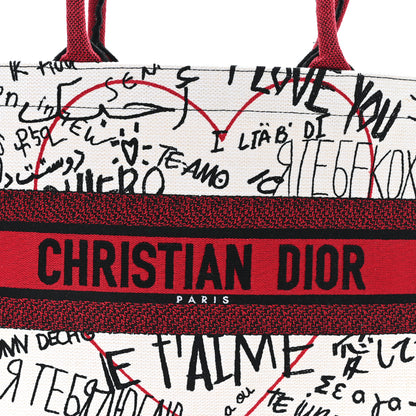 Christian Dior Canvas Embroidered Medium Dioramour Graffiti Book Tote Latte Multicolor 8 of 11