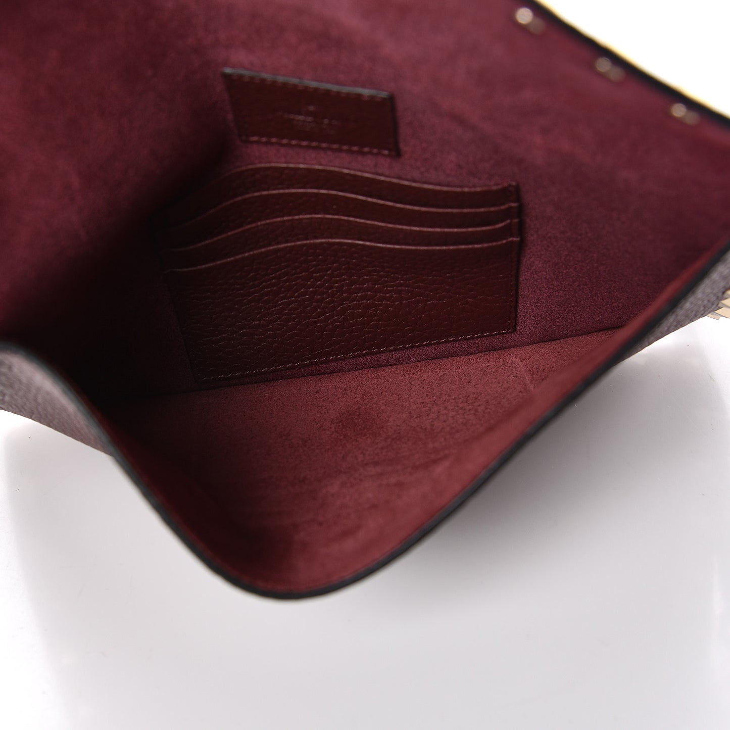 Pebbled Calfskin Medium Rockstud Envelope Flat Wristlet Pouch Rubin