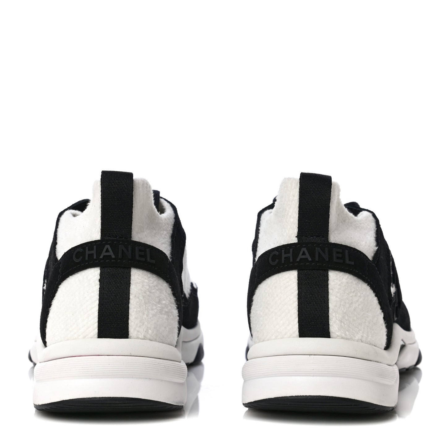 Fabric Suede Calfskin CC Sneakers 39.5 White Black