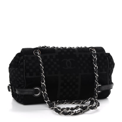 Chanel Velvet Checkered Flap Bag Black 3 of 9