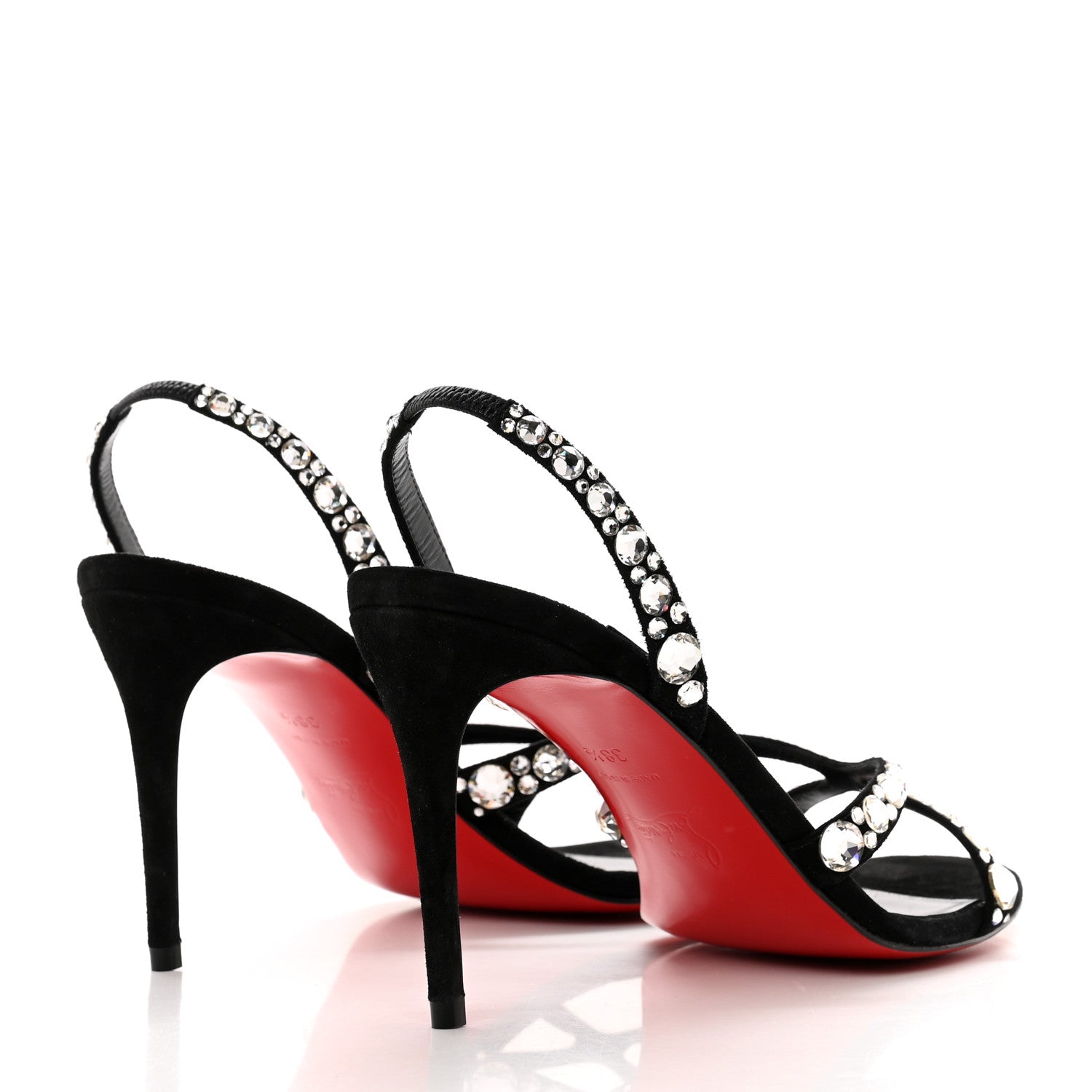 Christian Louboutin Veau Velours Crystal Embellished Emilie 85 Sandals 38.5 Black 4 of 8