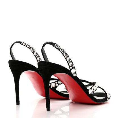 Christian Louboutin Veau Velours Crystal Embellished Emilie 85 Sandals 38.5 Black 4 of 8