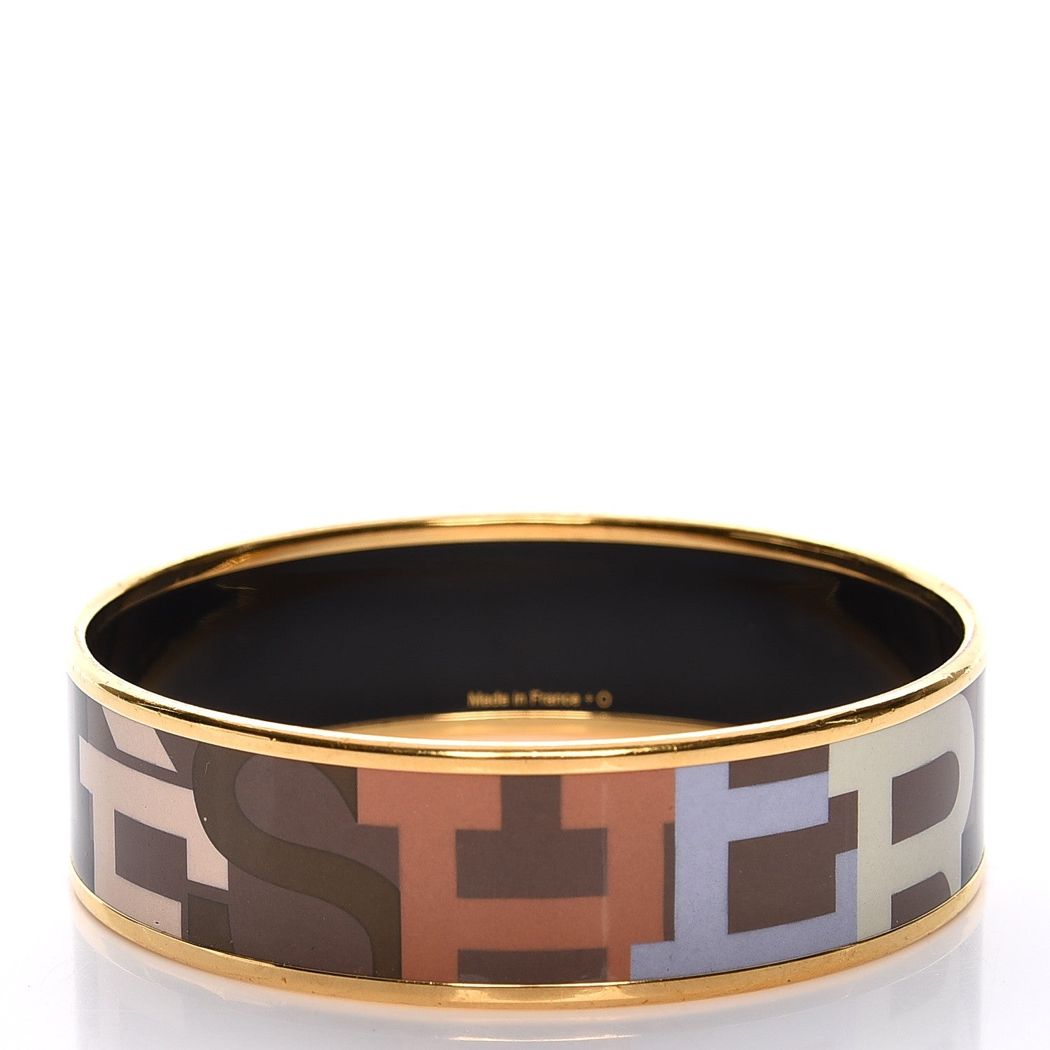 Hermes Enamel Printed Wide Capitales Bracelet 62 3 of 5