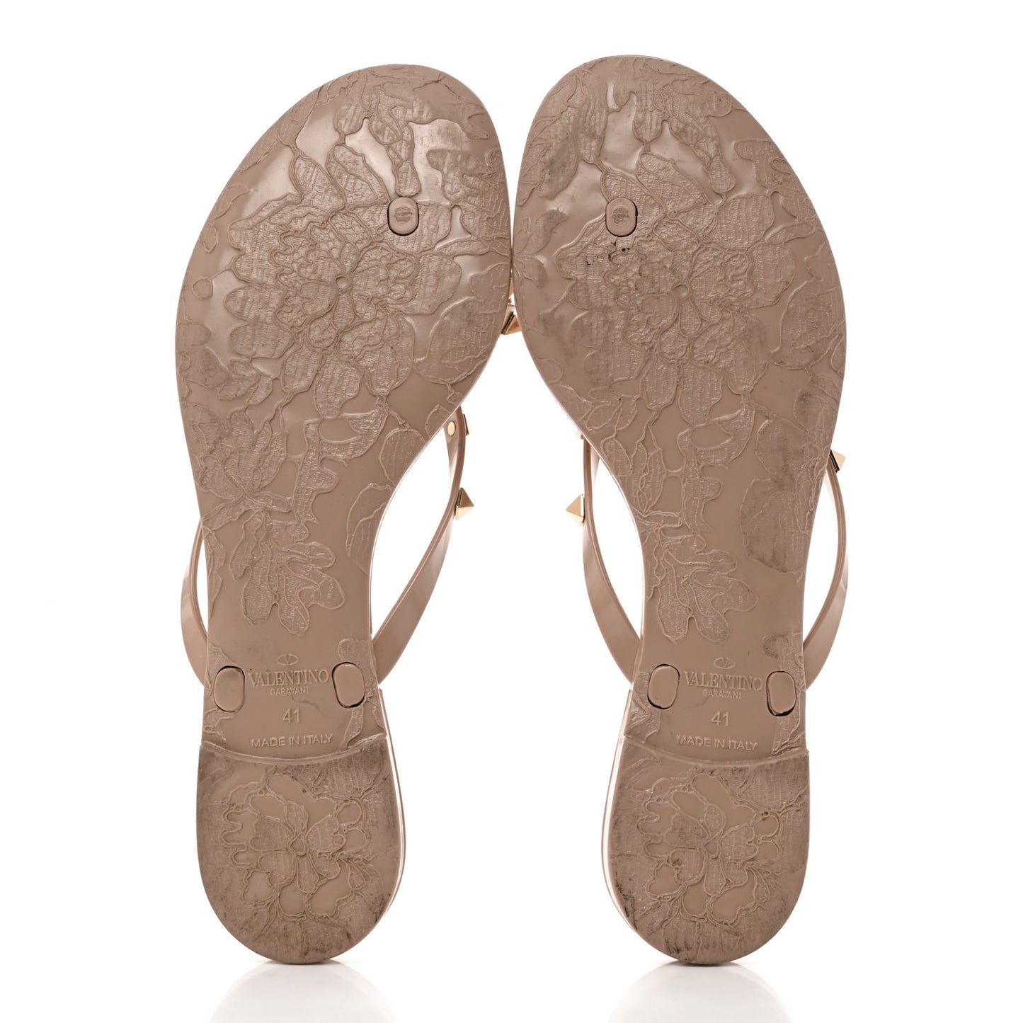 PVC Jelly Rockstud Bow Thong Sandals 41 Poudre