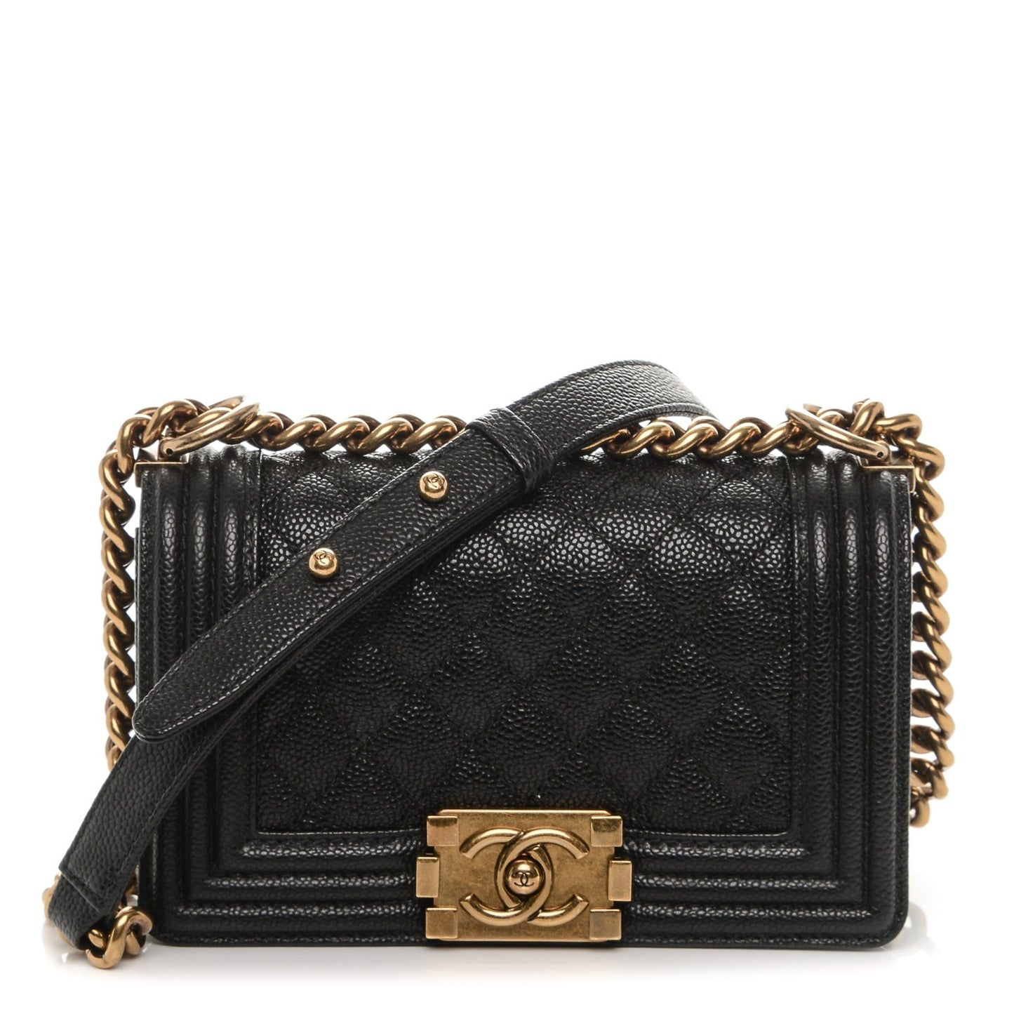 Caviar Quilted Small Boy Flap Black