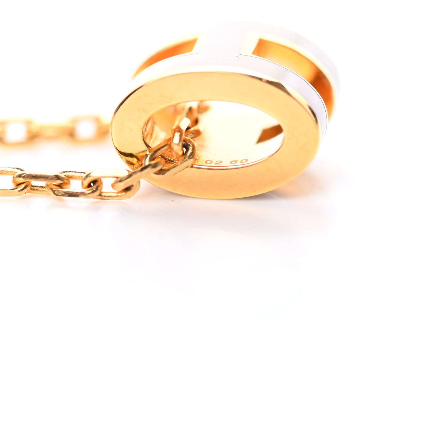 Lacquered Gold Mini Pop H Pendant Necklace White