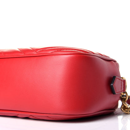 Gucci Calfskin Matelasse Small GG Marmont Chain Shoulder Bag Hibiscus Red 9 of 9