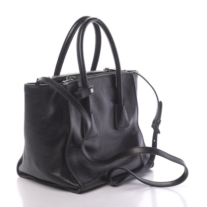 Prada Glace Calf Small Twin Pocket Tote Black 3 of 10