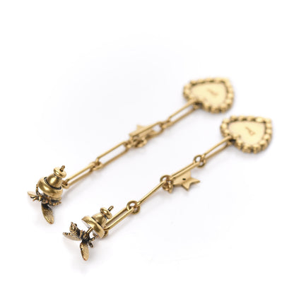 Christian Dior Metal Crystal Heart J'adior Drop Earrings Gold 3 of 5
