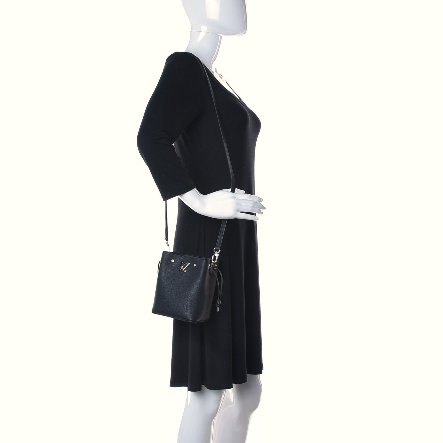 Louis Vuitton Calfskin Nano Lockme Bucket Black 2 of 10