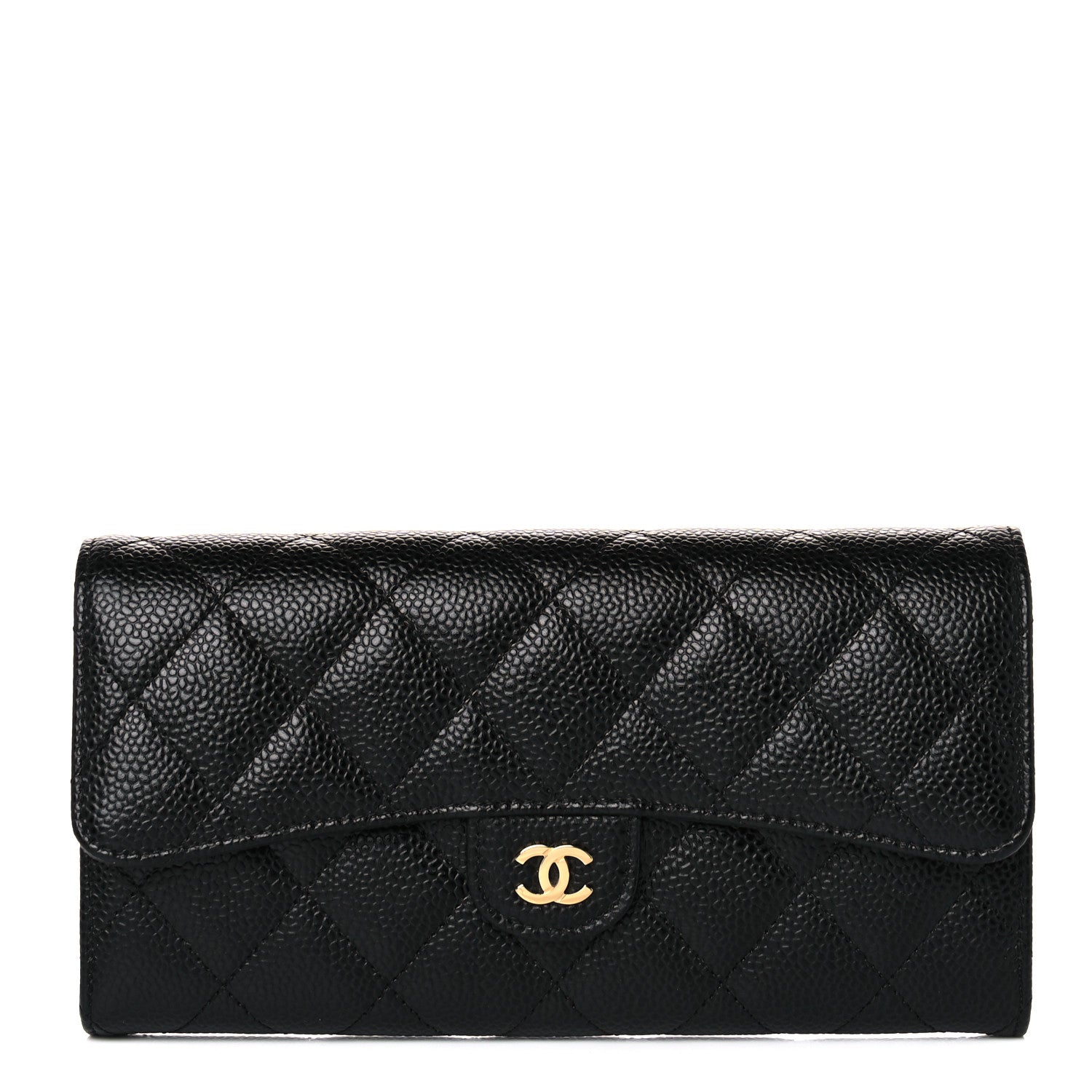 Chanel Caviar Quilted Large Gusset Flap Wallet Black 1 of 11