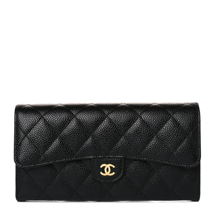 Chanel Caviar Quilted Large Gusset Flap Wallet Black 1 of 11